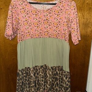 Floral and Leopard Print Dress Women’s Small